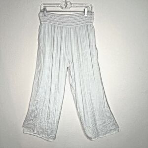 Alyx‎ Womens XXL Beige Wide Leg Pants Pull On Smocked Elastic Waist Fully Lined